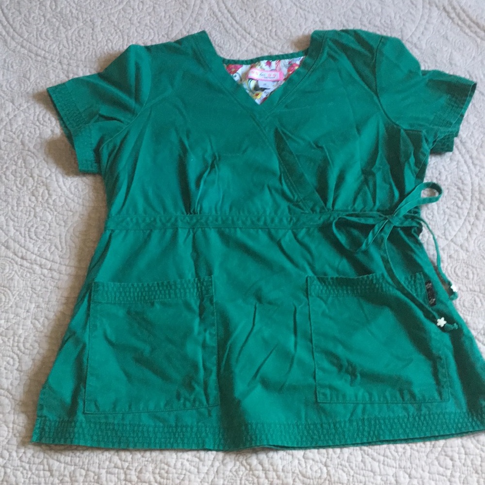 Koi Green Scrub Top